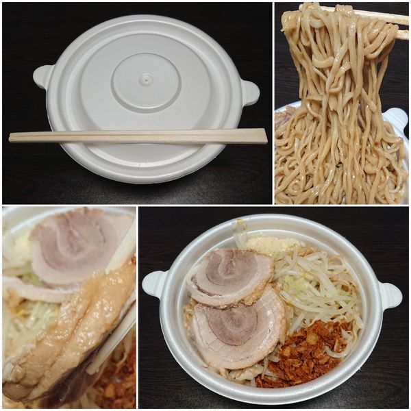 「【テイクアウト】らーめん汁なし(ニンニク)」@らーめん松信 八千代台店の写真