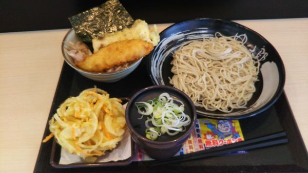 「ミニのり弁セット、かきあげ(クーポン)」@ゆで太郎 荒川沖店の写真