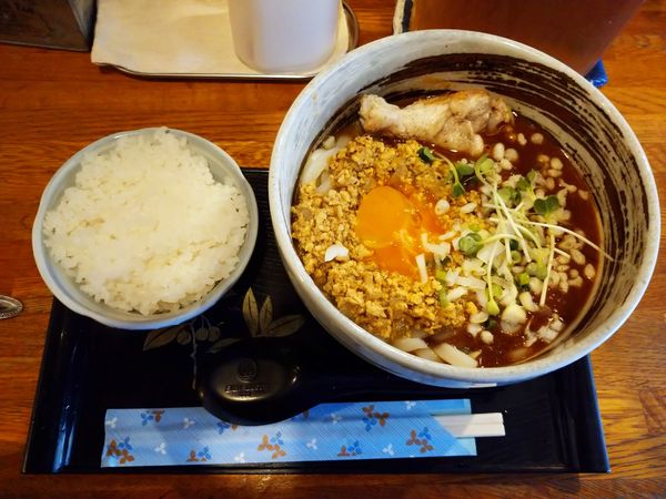 「キーマカレーうどんセット（950円）」@SAKE BAR もんてくの写真