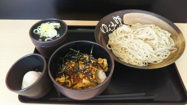 「ミニ元気玉丼セット、そば大盛（クーポン）」@ゆで太郎 かすみがうら下稲吉店の写真