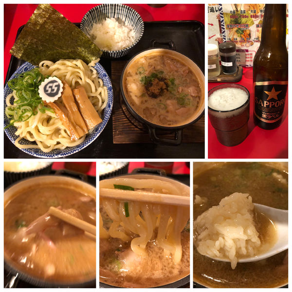 「牛ホルつけ麺(並) 雑炊ご飯付 980円ビール小400円」@つけ麺 ラーメン タカヤマ55 南与野本店の写真