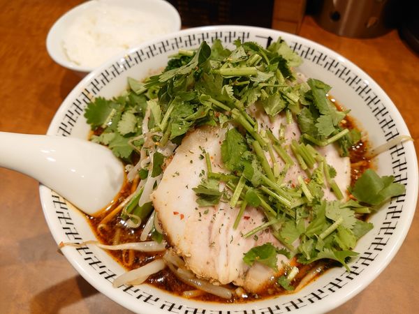 「スパイス・パクチーラー麺＋もやし＋小ライス」@スパイス・ラー麺 卍力 秋葉原店の写真