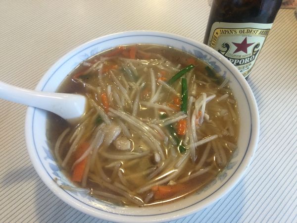 「サッポロラガー赤星+生嗎麺(¥500+600)」@喜楽の写真