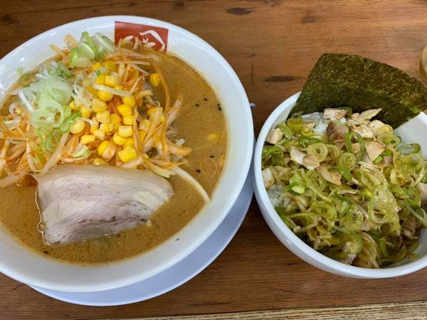 「ネギ味噌ラーメン＋ミニネギ丼」@ラーメンばんだい 善部町店の写真