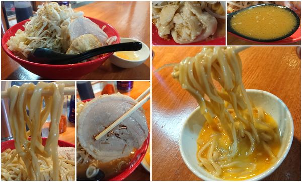 「大ラーメン(野菜マシニンニクアブラネギ)＋生たまご」@麺屋 もりのの写真