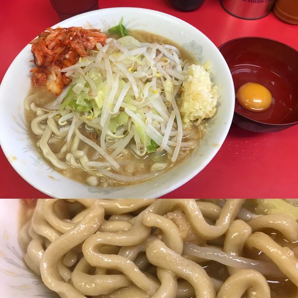 「小ラーメン 750円 キムチ 50円 卵 50円」@ラーメン二郎 仙台店の写真