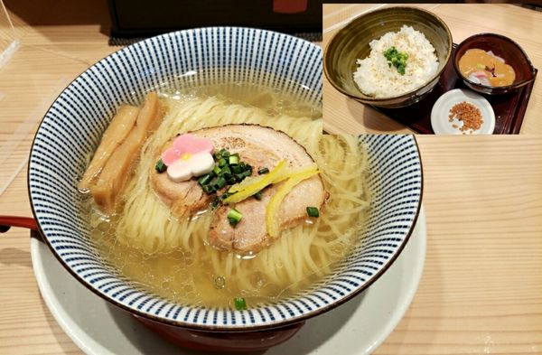 「鯛出汁塩そば800円 ＋鯛茶漬けセット450円」@鯛塩そば 灯花 ペリエ千葉店の写真