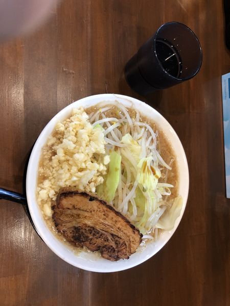 「ラーメン　野菜普通ニンニクマシ」@麺屋 月輝の写真