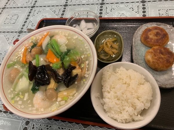 「エビラーメンセット　720円（税別）」@金鴻運の写真