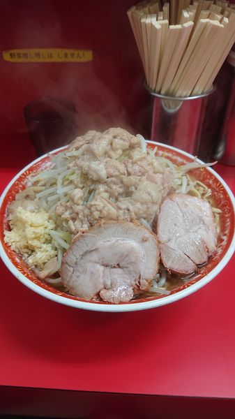 「麺マシ大  野菜  ニンニク  油」@ラーメン二郎 上野毛店の写真