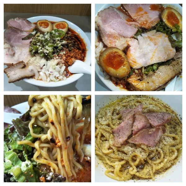 「【限定】3種のチャーシューのトマトチリヌードル+カルボ和え玉」@麺屋 扇 SENの写真