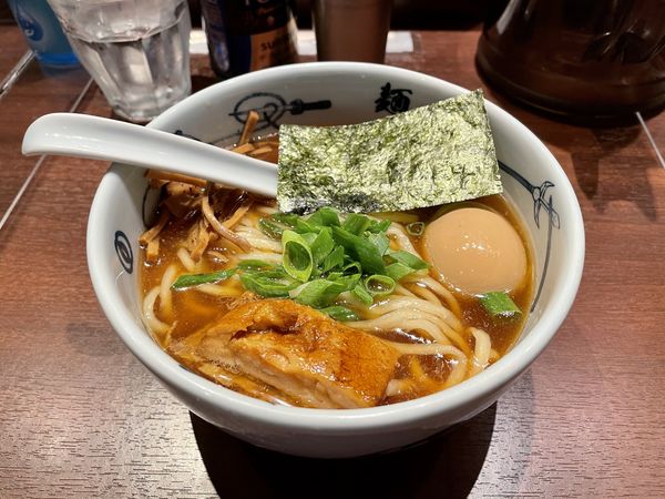 「プレミアムモルツ500ml → 味玉ら〜麺 あっさり味」@創始麺屋武蔵の写真