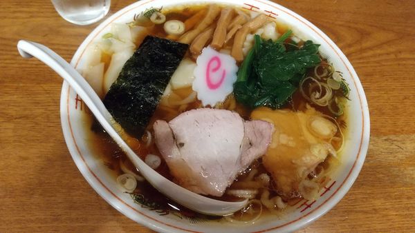 「白河中華そば（プチ限定）900円、ワンタン200円」@渡なべの写真