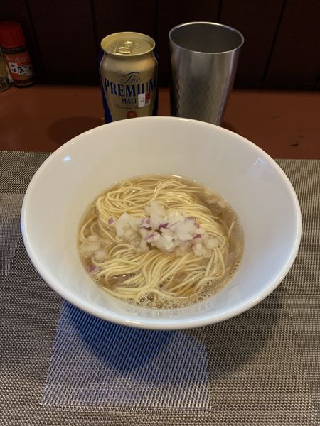 「かけラーメン 淡麗(無料試食券) ビール300円」@かき物語の写真