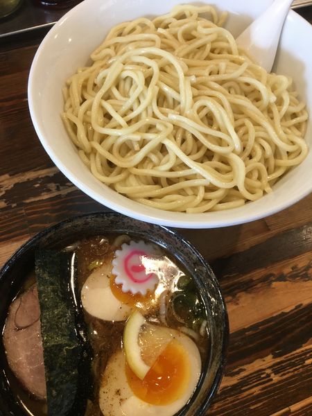 「つけめんあつもり特盛850円＋味付玉子」@麺座でんの写真