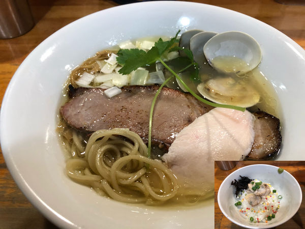 「【限定】鶏と蛤の塩そば850円、蛤茶漬け100円」@麺屋 むじゃきの写真