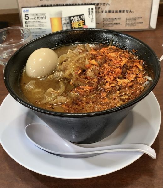 「ぶたみそラーメン やみつきスパイス 味玉」@ラーメンばんだいの写真