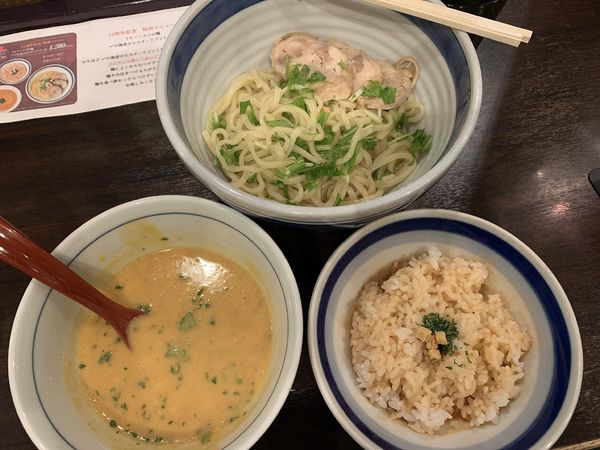 「【限定】うにソースつけ麺　〆の海老のビスク・リゾットつき」@東京駅 斑鳩の写真