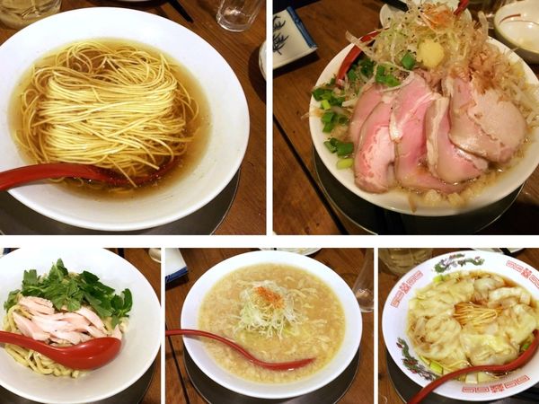 「最強のキノコそば・蟹の塩まぜそば・鯛と貝の味噌そばなど5種」@立ち呑み居酒屋 金町製麺の写真