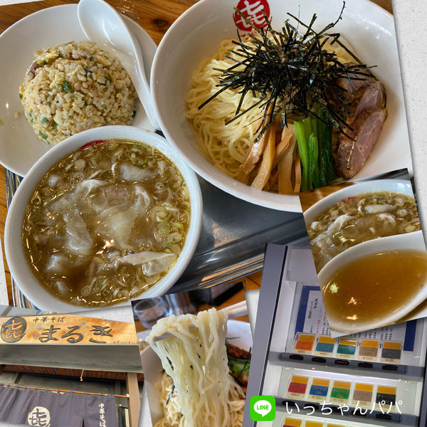 「つけそば中 1000円 ワンタン 200円 小炒飯 400円」@中華そば まるきの写真