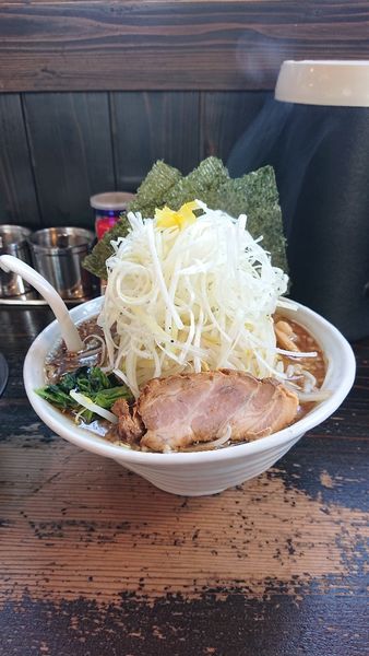「魚介豚骨ネギラーメン大盛り もやしトッピング」@ラーメン 一遊の写真