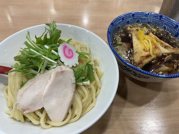 「豚バラと笹ネギ、木の子の柚子醤油つけ麺（大盛）」@スミレ食堂の写真