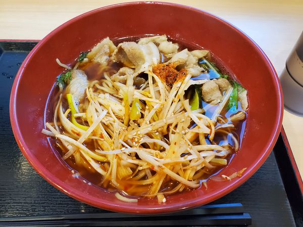 「ピリ辛葱豚中華」@ゆで太郎 関内ベイスターズ通り店の写真