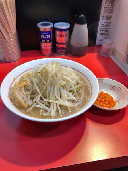 「ラーメン 麺120g ニンニク・ショウガ・カラアゲ別皿で」@千里眼の写真