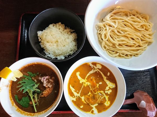 「【限定】2種のカレーつけ麺（小ライス付き）￥980」@和風らーめん 凪の写真