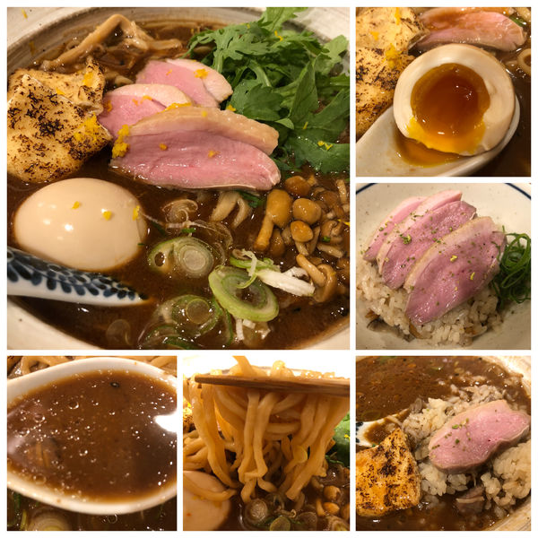 「味玉赤味噌そば 1050円 鴨肉炊き込みご飯 400円」@中華そば きなりの写真