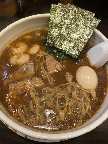 「魚介味噌らーめん　平打ち麺＋味玉」@麺屋 優創の写真