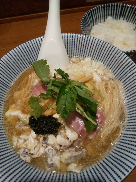 「【限定】濃厚真鯛そば900円小ライス100円」@寿製麺よしかわ 川越店の写真