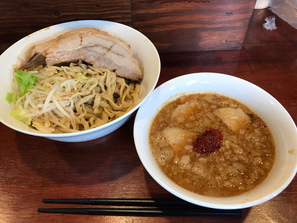 「つけ麺+豚増し」@夢を語れ 松山店の写真