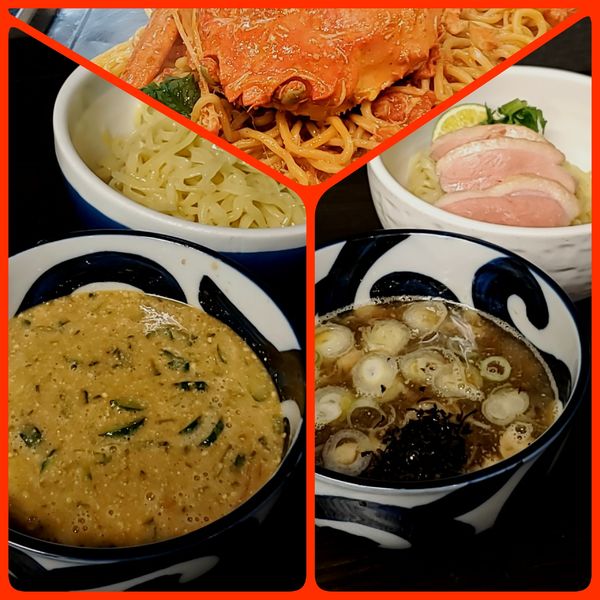 「鴨とすだちつけ麺&すったて風つけ麺&カニとトマト」@メンショップ アキラの写真