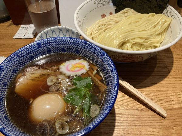 「得製清油つけそば×チャーシューごはん」@つけそば 神田勝本の写真