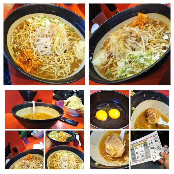 「大ラーメン（700申請）+生卵2個+ネギ+玉葱」@麺屋 桐龍の写真