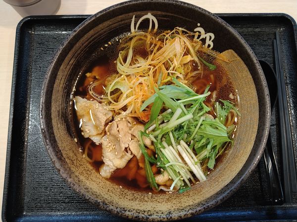 「ピリ辛葱豚中華」@ゆで太郎 前橋朝日町店の写真