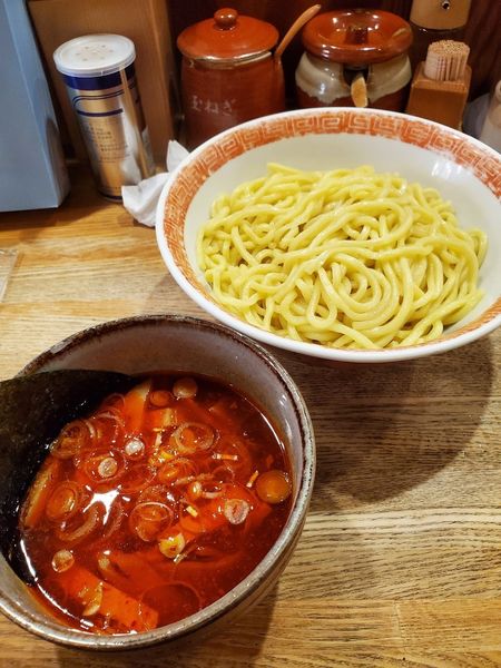 「辛味つけ麺中盛り あつもり　辛味MAX」@つけ麺屋 やすべえ 池袋店の写真