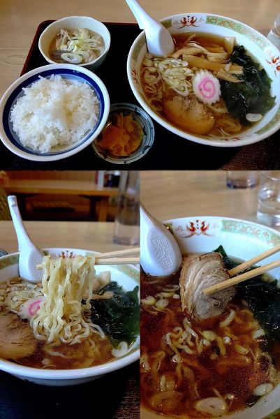 「『正油ラーメン+半モツ&ライス(¥820)』」@ラーメン 竹の写真