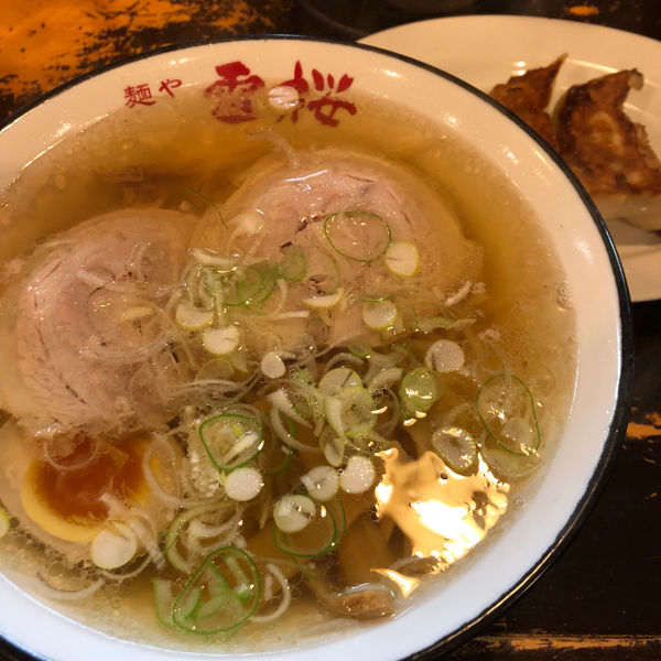 「らーめん＋餃子3個」@麺や 雷桜の写真