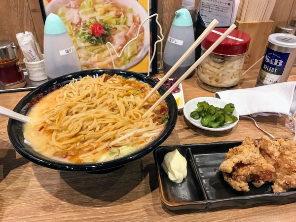 「雷タンメン激辛大盛+タンカラ 税抜900 100 280」@茨城タンメン カミナリ 我孫子店の写真