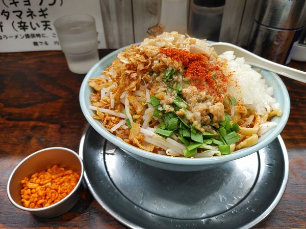 「四川・麺マシ（アブラタマネギ辛あげ別皿）￥１０５０」@麺でる 川崎店の写真