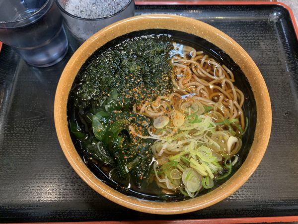 「あおさわかめそば 400円」@めとろ庵 新木場店の写真