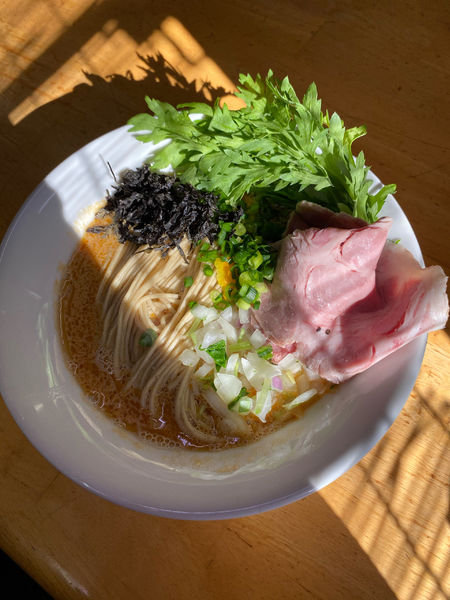 「鮟肝煮干し＋和え玉」@と多゛食堂の写真