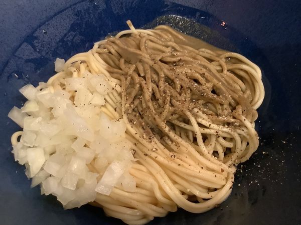 「烏賊肝の和え玉　（バター無し）　400円」@麺処 にぼし香 横浜店の写真