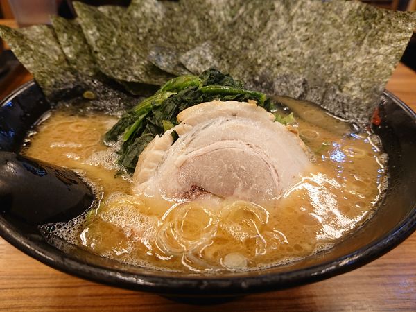 「のりらーめん(太麺、TOPほうれん草)」@せい家 ひばりが丘店の写真