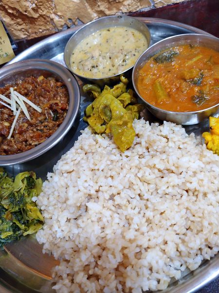 「3種盛り(かぼちゃと小松菜＆メティマライチキン＆キーマ)」@サッチェズカリーの写真