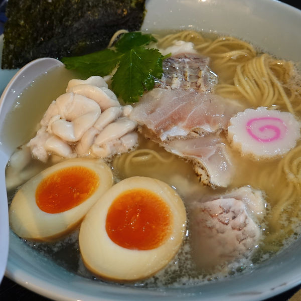 「鯛の昆布〆真鱈白子の和風潮そば 1,300円」@塩そば 桑ばらの写真