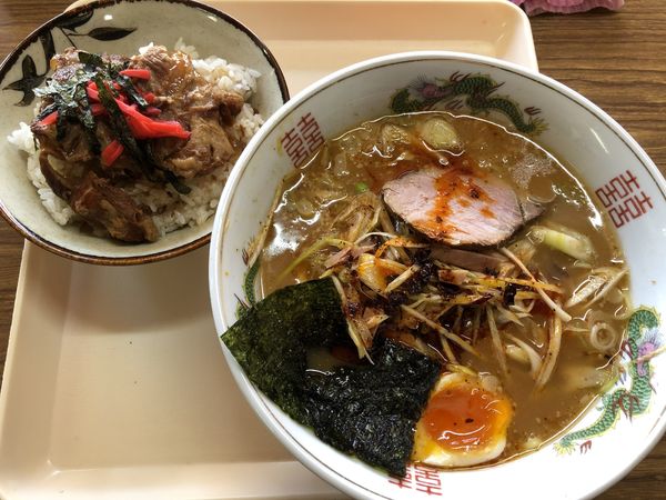 「ネギみそラーメン パイカ丼」@ラーメン家 三八の写真