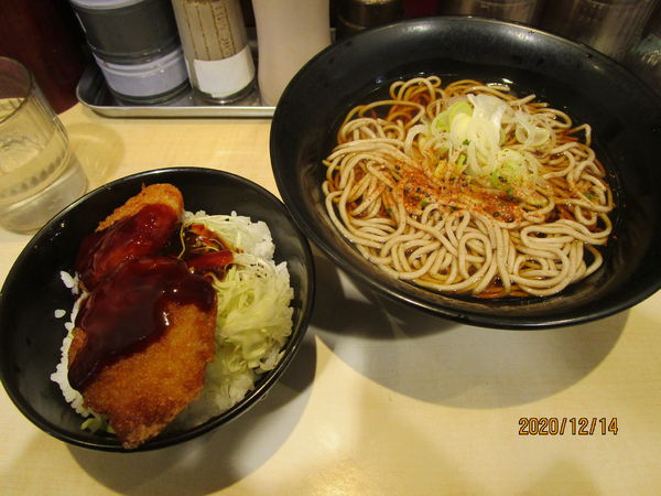 「ミニソースカツ丼温蕎麦 660円」@濱そば 戸塚店の写真
